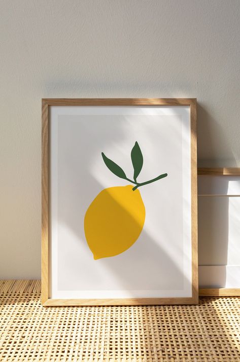 Lemon Print Kitchen Wall Art Downloads Digital Printable PDF Fruit Collection Housewarming Gift - Etsy Lemon House Decor, Lemon Art Print, Kitchen Canvas Paintings, Kitchen Paintings Art Wall Decor, Box Room Nursery, Kitchen Painting Art, Lemon Canvas, Lemon Artwork, Lemon Poster