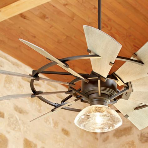 Farmhouse Chandelier Ceiling Fan, Rustic Ceiling Fans With Light, Treehouse Lighting, Pergula Ideas, Farmhouse Style Ceiling Fan, Farmhouse Outdoor Lighting, Rustic Outdoor Lighting, Bar House, Outdoor Ceiling Fan With Light