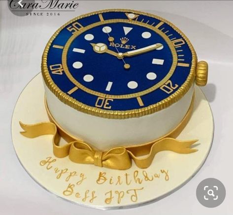 Watch Cake Ideas, Rolex Watch Cakes For Men, Watch Theme Cake, Rolex Birthday Cake, Watch Cake Designs For Men, Rolex Cake For Men, Rolex Watch Cake, Mini Cooper Cake, Rolex Cake