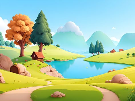 3d Cartoon Landscape Background#pikbest##Backgrounds Cartoon Background 3d, Cartoon Landscape Backgrounds, 3d Cartoon Background, Collage Items, Cartoon Landscape, Boat Cartoon, Mountain Background, Png Free Download, 3d Landscape