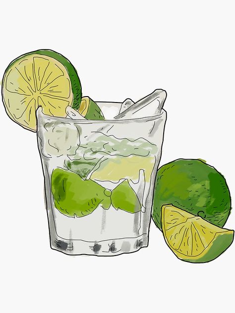 "Caipirinha - Brazil's finest drink" Sticker by culturecuisines | Redbubble Mint Margarita, Brazilian Culture, Makeup Logo Design, Brazil Art, Cocktail Illustration, Drink Stickers, Posca Art, Drinks Logo, Scrapbook Stickers Printable