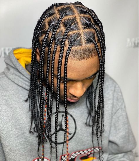 Long Braids On Men, Braids For Boys With Long Hair, Single Braids Men, Braids For Guys, Single Braids Hairstyles, Box Braids Men, Mens Twists Hairstyles, Boy Braids, Black Haircut