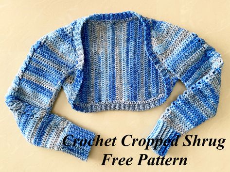 Crochet Cropped Shrug Pattern Free, Sleeve Shrug Crochet, Cropped Shrug Crochet Pattern, Long Sleeve Shrug Crochet Pattern Free, Crochet Crop Shrug, Crochet Shrug With Sleeves, Crochet Shrug Pattern Free, Crochet Shrugs, Crochet Jackets