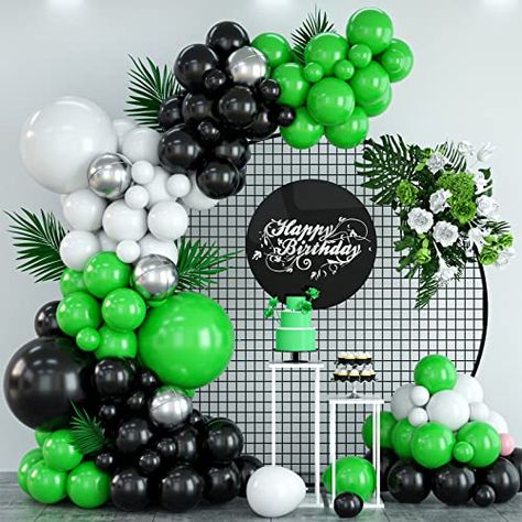 Black Balloon Garland, Safari Baby Shower Decorations, Baptism Party Decorations, Hen Party Decorations, Black Balloon, Football Theme Party, Balloon Chain, Birthday Photo Props, Green Balloon