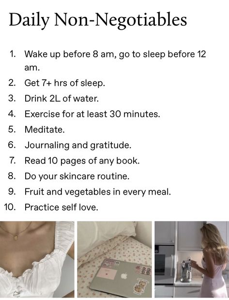 non negotiable routine for productivity and health Non Negotiable Habits, Daily Non Negotiables, Non Negotiables, 2024 Lifestyle, Aesthetic Routines, Action Board, Better Habits, 75 Hard, Routine Ideas