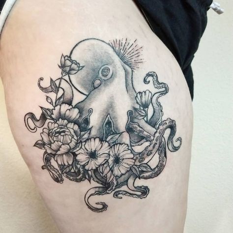 Octopus Garden Tattoo, Garden Tattoos, Octopus Tattoo Design, Octopus Tattoo, Constellation Tattoos, Tattoo Blog, Flower Tattoos, Octopus, New Tattoos