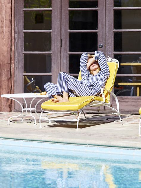 sunbathe in your loungewear Modern Preppy Style, Sleepy Jones, Best Pajamas, The Eclipse, Pajama Dress, Yellow Submarine, Outdoor Photography, Smooth Skin, Preppy Style