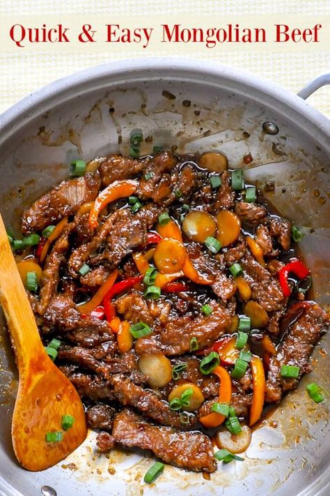 Mongolian Beef. A quick and easy recipe. People love this dish for its balance of sweet and salty flavours and this recipe has just a little extra zing. Easy Mongolian Beef, Mongolian Beef Recipe, Rock Recipes, Mapo Tofu, Mongolian Beef, Beef Stir Fry, Beef Recipe, Easy Beef, Evening Meals