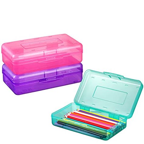 Sooez 3 Pack Pencil Box, Pencil Box for Kids, Plastic School Supply Box Bulk, Large School Box, Hard Plastic Pencil Case Lid, Stackable Clear Supply Boxes Bulk for Girl Boy Classroom Pencil Box For Kids, Plastic Pencil Case, School Supply Box, Large Pencil Case, School Boxes, Brush Teeth Kids, Liquid Chalk Markers, Kids School Supplies, Pencil Organizer