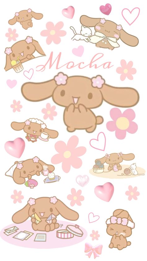 #cute #mocha #sanrio #collage #hearts #flowers Halloween Costume Hello Kitty, Mocha And Cinnamoroll, Sanrio Collage, Cute Sanrio Characters, Chocolate Wallpaper, Sanrio Wallpapers, Sanrio Icons, Bling Phone Cases, Cute Anime Profile