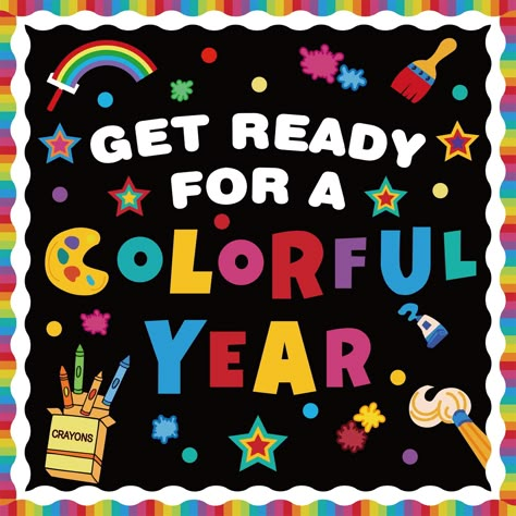 PRICES MAY VARY. 🎨【Bulletin Board Decoration Kit】This colorful bulletin board sets includes cutouts for the phrase “GET READY FOR A COLORFUL YEAR”, 5 x stars, 1 x Brush, 1 x Crayon Box, 1 x Paint, 1 x Rainbow, 1 x Calligraphy Brush, 7 x Paint Blocks, 12 x Colorful Dots and 25 x colorful classroom borders for a fun and colorful experience. 🎨【Vibrant Design】Greet students' return with our colorful welcome back to school bulletin board decorations set. The back-to-school bulletin board set, featu Welcome Back To School Door Decorations, Bright Color Bulletin Board Ideas, Get Ready For A Colorful Year, Back To School Decorations For Classroom, Welcome To School Bulletin Boards, Decorations For Kindergarten, Board Decoration Ideas Creative, Crayon Welcome Bulletin Board, Reading Makes You Bright Bulletin Board