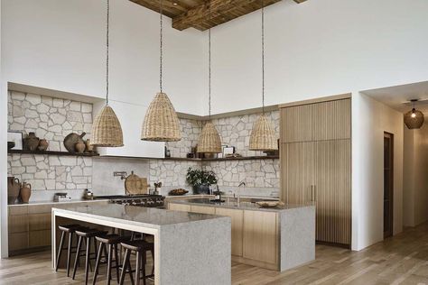 A Tulum inspired home by Modern Nest - vosgesparis Tulum House, Dapur Rustic, Modern Nest, Double Islands, Rustic Kitchen Design, Luxury Amenities, Tulum Mexico, Indoor Outdoor Living, Custom Home Builders