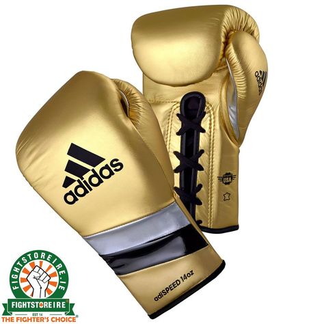 Adidas adiSpeed Lace Metallic Gold Boxing Gloves | Fightstore IRELAND Gold Boxing Gloves, Boxing Gloves, Metallic Gold, Boxing, Gold Metal, Gloves, Lace Up, Adidas, Range