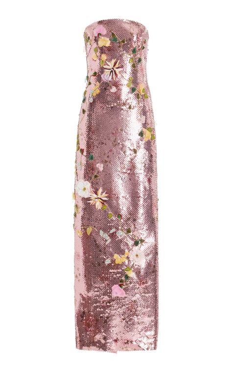 University Fits, French Fabric, Fantasy Theme, Sequin Gown, Strapless Gown, Floor Length Gown, Monique Lhuillier, Pink Sequin, Kpop Idols