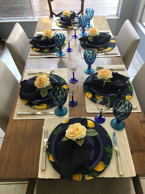 Royal blue table setting