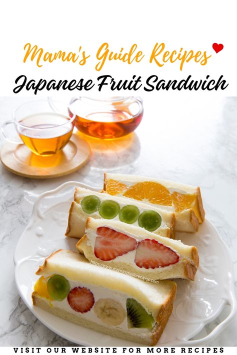 Japanese Fruit Sandwich Recipe, Japanese Fruit Sandwich, Strawberry Sando, Fruit Sando, Fruit Sandwiches, Japanese Sandwich, Japanese Fruit, Hokkaido Milk Bread, Fruit Sandwich