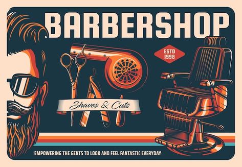 Barbershop poster, barber haircut salon,... | Premium Vector #Freepik #vector #barber-tools #vintage-barber #barber #barber-shop Barbershop Poster, Barber Poster, Vintage Barbershop, Vintage Beard, Barber Shop Haircuts, Mustache Grooming, Beards And Mustaches, Shaving Cut, Haircut Salon