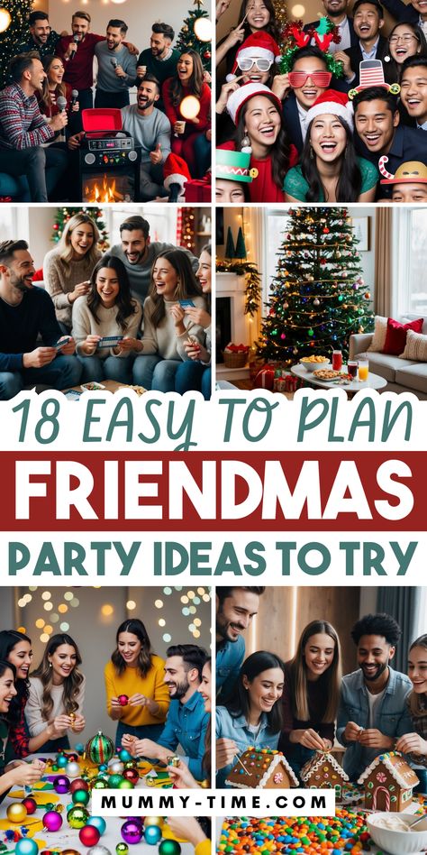 Host the ultimate Friendmas with these fun and festive party ideas! 🎄🎁 From crafting holiday cocktails to gift exchanges, we’ve got everything you need to celebrate with your friends. Be sure to save this pin for your holiday party inspiration! 📌✨ Cousins Day Ideas, Sibling Christmas Party Ideas, Christmas Friend Party Ideas, Christmas Get Together Ideas Friends, Christmas Eve Party Ideas Families, Fun Holiday Party Ideas, Festivus Party Ideas, Friendmas Ideas, Friendsmas Theme Ideas