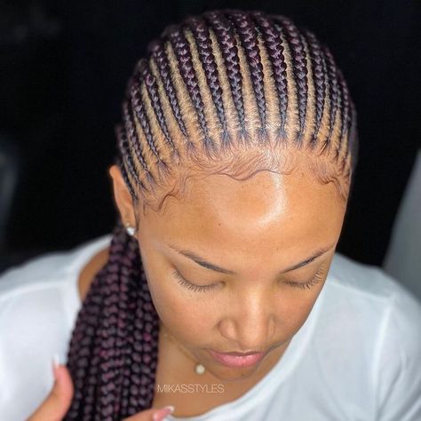 All Back Braids With Curly Ends, Conrow Ponytails Braids, Conrow Ponytails, Small Feed In Braids Cornrows, Fishtail Braid Hairstyles Black Women, African Braiding Styles, Small Feed In Braids, African Hair Braiding, Latest Hair Braids