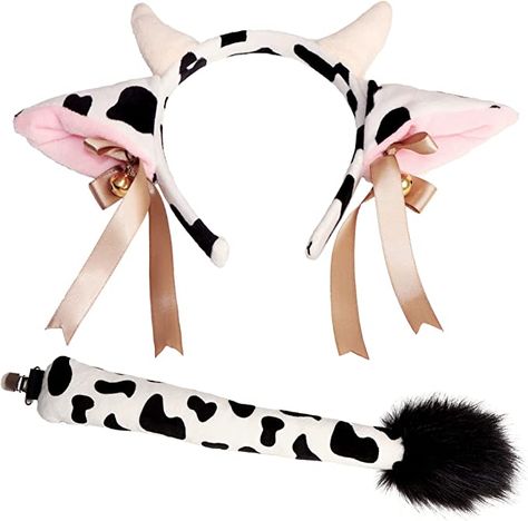 Tails Costume, Cow Cosplay, Cow Halloween Costume, Horns Headband, Gatsby Accessories, Flapper Accessories, Cow Ears, Cow Costume, Ears And Tail