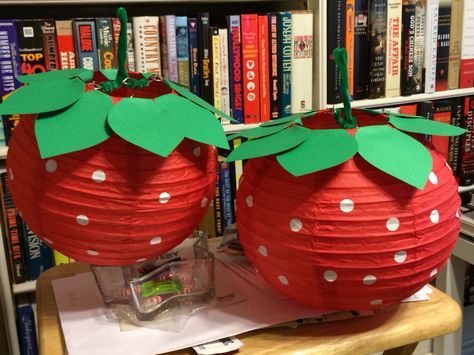 Strawberry Classroom Theme, Mushroom Paper Lantern, Paper Lanterns Diy Hanging, Strawberry Paper Lantern, Strawberry Lantern Room Decor, Paper Lantern Fish Diy, Fish Paper Lantern, Ikea Paper Lantern, Eric Carle Classroom Theme