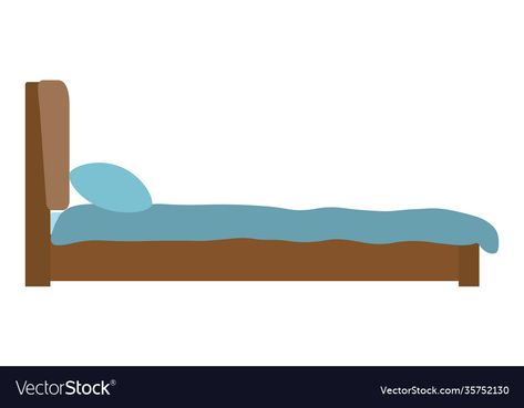 Bed Side View, Cartoon Furniture, Side View Drawing, Bedroom Cartoon, Side Bed, Draw Hands, Flat Design Illustration, Bed Back, Simple Background Images