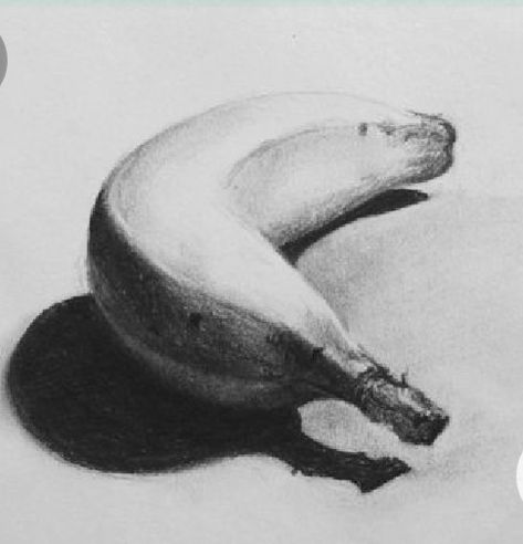 Banana with shading and drawing🍌🍌 Banana Sketch, Gallery Art Exhibition, Money Paper, Silver Vases, Fruit Sketch, Ap Drawing, Abstract Realism, Shading Drawing, Shadow Drawing