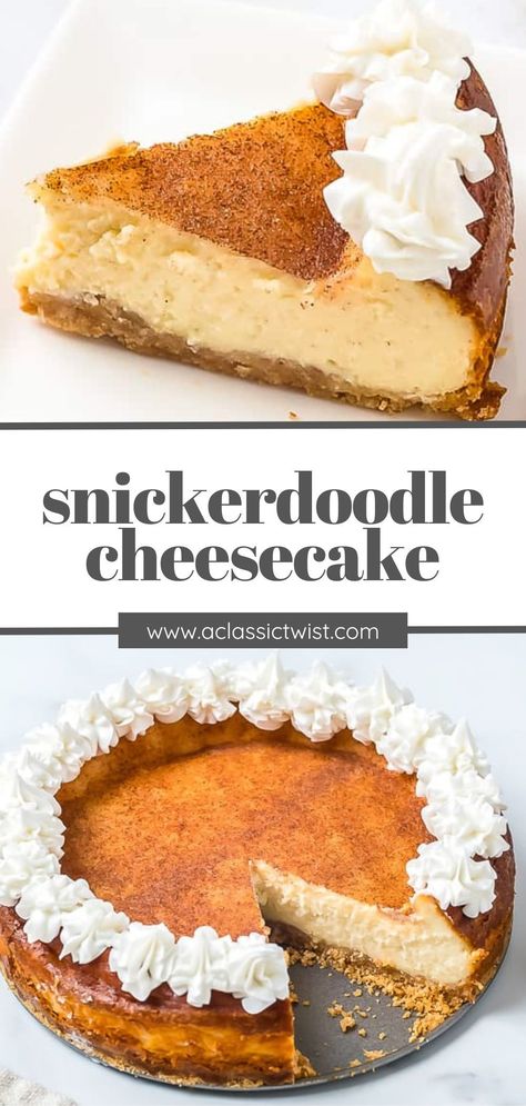 This snickerdoodle cheesecake is a fall classic that is made of a gingersnap crust, brown sugar cheesecake filling, and cinnamon sugar topping - so, so good! Brown Sugar Cheesecake, Fall Cheesecake, Snickerdoodle Cheesecake, Brownie Treats, Yummy Cheesecake, Snickerdoodle Cookie, Gingersnap Crust, Parfait Desserts, How To Make Cheesecake