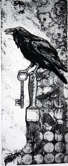 collagraph printmaking - Google Search Collograph Printmaking, Collagraph Printmaking, Collagraphy, Printmaking Projects, Crow Art, Relief Printing, Crows Ravens, Printmaking Art, The Raven