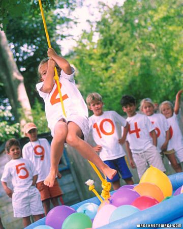 Obstacle Course Birthday party on Martha Stewart http://www.marthastewart.com/270078/obstacle-course-birthday-party Wipeout Party, Obstacle Course Party, Shark Pool, Backyard Obstacle Course, Kids Obstacle Course, Wading Pool, Golden Afternoon, Course Ideas, Obstacle Courses