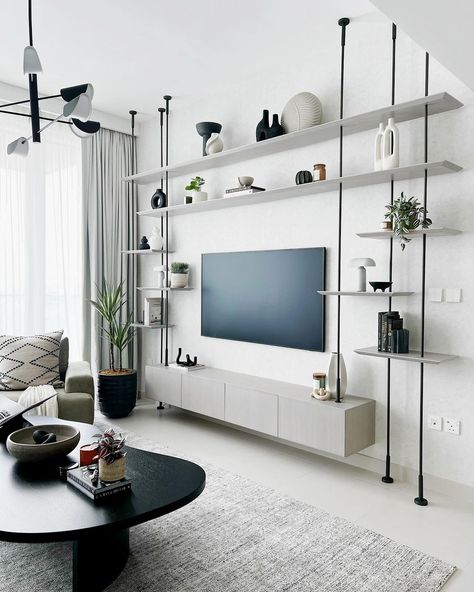 ✖️Lilly | Engelbrecht✖️ | We love a great shelf and this one is no exception! Slim, modern and just the right amount of shelf space, makes it the ideal understated… | Instagram Tv Wall Ideas Living Room, Tv Shelf Design, Tv Shelving, Tv Shelf, Metal Bookcase, Room Shelves, Tv Wall Unit, Living Room Loft, Tv Decor