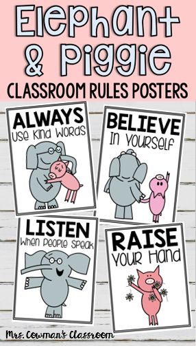 Classroom Rules For First Grade, Piggy And Elephant Classroom Decor, Elephant Themed Classroom, First Grade Class Rules, First Grade Classroom Rules, Books We Have Read Classroom Display, Mo Willems Classroom Theme, Elephant And Piggie Classroom Decor, 4k Classroom Ideas