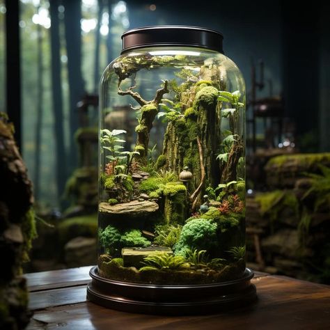 Terrarium House, Vivarium Ideas, Terrarium Table, Closed Terrarium Plants, Build A Terrarium, Bottle Terrarium, Plant In Glass, Terrarium Jar, Aquascape Design