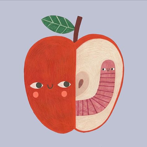 Apple Illustration, Posca Art, Fruit Illustration, Plant Illustration, Childrens Illustrations, Children's Book Illustration, Illustration Inspiration, Cute Illustration, Book Illustration