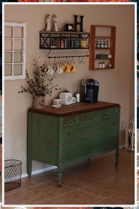 Transform your space into a cozy retreat with these 7 useful boho coffee bar ideas. Discover how to blend natural textures, vibrant colors, and unique decor to create a welcoming coffee nook in your home. From stylish shelving to charming accessories, these tips will inspire you to craft a bohemian vibe that enhances your coffee experience. Perfect for coffee lovers looking to elevate their daily ritual in a warm and inviting atmosphere. Boho Coffee Bar Ideas, Boho Coffee Bar, Decor For Coffee Bar, White Coffee Bar, Coffee Bar Accessories, Coin Café, Coffee Bar Ideas, Green Dresser, Coffee Bar Sign