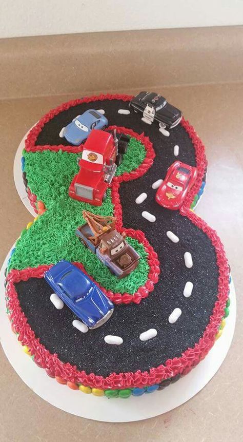 Lighting Mcqueen Cake, Lightning Mcqueen Birthday Cake, Cars Cake Design, Disney Cars Cake, Lightning Mcqueen Cake, Mcqueen Cake, Number Birthday Cakes, Cars Birthday Cake, Chocolate Birthday Cake