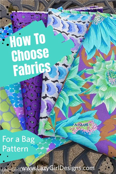 Sewing Tip: Audition your fabrics to Find the best fabric placement for your next bag pattern project. Use these expert sewing tips for easy fabric selection. Lazy Girl Designs, Sewing Easy, Sewing Machine Quilting, Diy Bags Purses, Sewing Tutorials Free, Bag Fabric, Lazy Girl, Girls Quilts, Buy Fabric