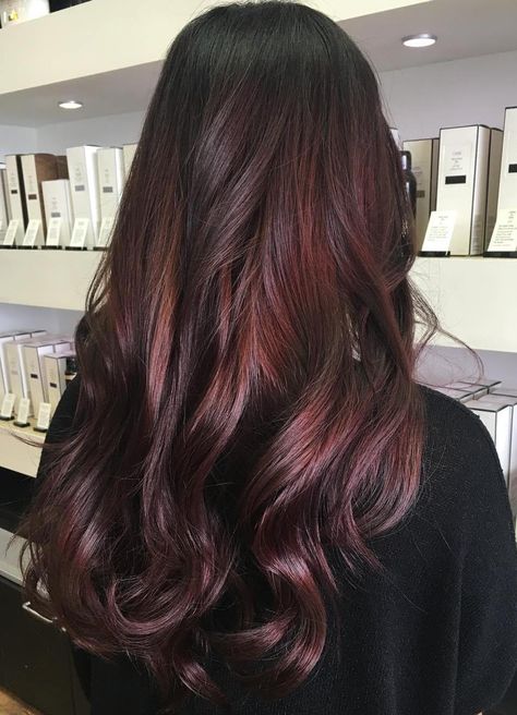 Dark Burgundy Hair Color                                                                                                                                                     More Dark Burgundy Hair Color, Burgundy Brown Hair, Dark Burgundy Hair, Mahogany Hair, Maroon Hair, Black Red Hair, Hair Color Burgundy, Dark Red Hair, Red Brown Hair