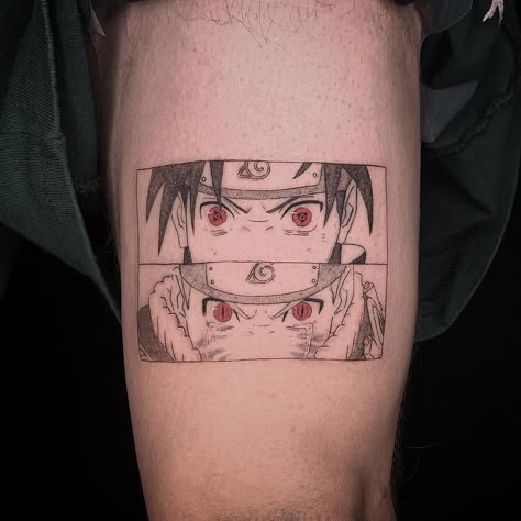 Patch Work Ideas, Panel Tattoo, Baddie Thigh Tattoos, Naruto Tattoos, Im Serious, Anime Tattoo Ideas, Comic Tattoo, Manga Tattoo, Naruto Tattoo