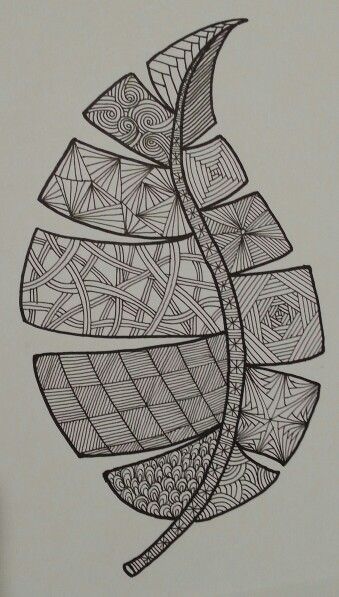 Leaf 2 by Spaci Modele Zentangle, Arte Doodle, Mandala Art Lesson, Sharpie Art, Tangle Art, Zentangle Drawings, Mandala Design Art, Doodle Art Designs, Mandala Drawing