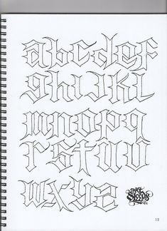 Tattoo Lettering Alphabet, Tattoo Fonts Alphabet, Graffiti Lettering Alphabet, Graffiti Art Letters, Lettering Styles Alphabet, Tattoo Lettering Design, Chicano Lettering, Tattoo Lettering Styles, Graffiti Words