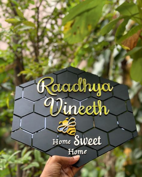 Glass name plates for home