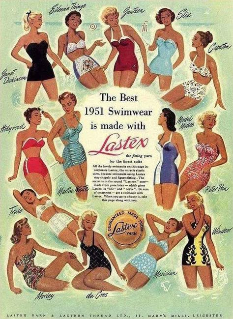 1950s Swimwear, Vintage Bathing Suit Patterns, 1950s Swimsuit, Vintage Bathing Suits, Swimwear Model, Vintage Swim, Vintage Swimsuit, Fashion 1950s, Vintage Swimwear