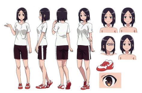 Anime Turnaround, Anime Character Sheet, Animation Character Concept, Character Turnaround, Blind Girl, Character Model Sheet, Animation Sketches, Model Sheet, Figure Poses