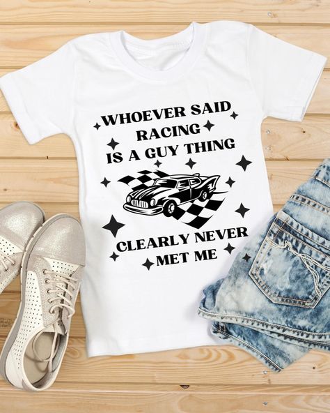 “Whoever said racing is a guy thing clearly never met me” in stock now!!🌟 Available in sizes: Small-2XL Get yours today. With link in bio 🌟 #tshirtdesign #racing #racingtshirt #femaleracer #femalecarenthusiast #drivingtshirt #nascar #smallbusiness #carenthusiast #racecar Female Racers, Nascar, Race Cars, Link In Bio, Tshirt Designs, T Shirt, Quick Saves