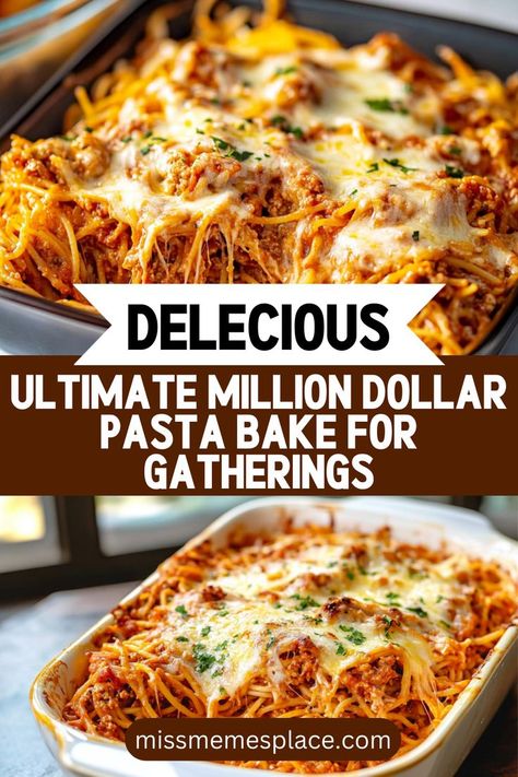 Spaghetti Beef Recipe, Million Dollar Pasta, Million Dollar Spaghetti Casserole, Spaghetti Casserole Recipe, Creamy Pasta Bake, Million Dollar Spaghetti, Spaghetti Casserole, Fresh Salad, Spaghetti Pasta