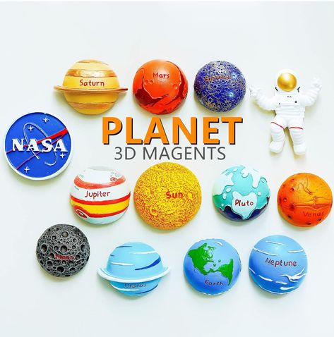 Planet Toys, Sun Moon Earth, Venus Jupiter, Moon Earth, Magnet Toys, Locker Magnets, Saturn Planet, Astronomy Gift, Office Whiteboard