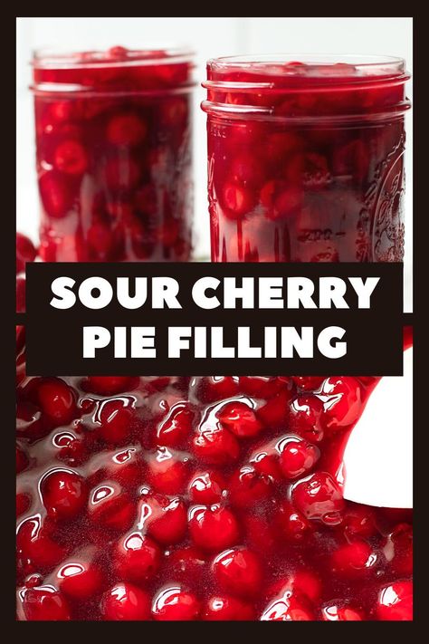 Cherry pie filling is super easy to make at home, and perfect to have on hand or stored away in the freezer for whenever you need it. This recipe is perfect for pies, desserts, or any other sweet treat that calls for cherry pie filling. Cherry Ganache Pie, Diy Pie Filling, Sour Cherry Pie Filling Canned, Cherry Pie Filling Recipes Homemade, Cherry Pie Filling From Frozen Cherries, Canned Tart Cherry Recipes, Tart Cherry Pie Filling Recipes, Sour Cherry Pie Filling Recipes, Sour Cherry Pie Filling