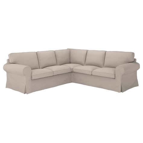 IKEA - UPPLAND, Sectional, 4-seat corner, Totebo light beige, Enjoy the super comfy UPPLAND sofa with embracing feel and deep seat cushions made of pocket springs, high resilience foam and polyester fibers, adding both firm support and relaxing softness. Uppland Sectional, Ikea Sofas, Laminated Veneer Lumber, Ikea Ektorp, Deep Seat Cushions, Ikea Family, Soft Seating, Corner Sectional, Lazy Days