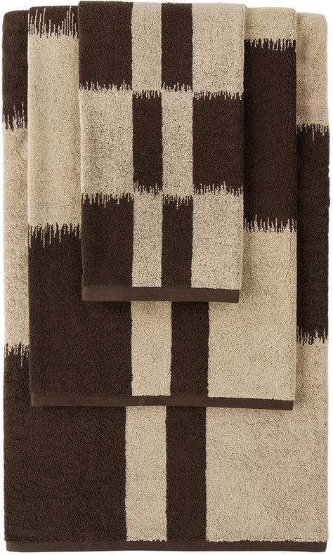 Brown & Off-White Karin Core Bath Set, 3 pcs by Autumn Sonata | SSENSE Autumn Sonata, Santa Barbara Courthouse Wedding, Statement Rug, Minimal Patterns, Pattern Design Inspiration, Chocolate Brown Colour, Bath Set, Starter Home, Elegant Living